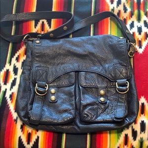 Marc black leather messenger bag